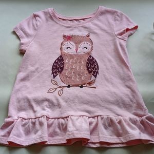 💘 girls 5, Jumping Beans, pink owl sparkly t-shirt with ruffle